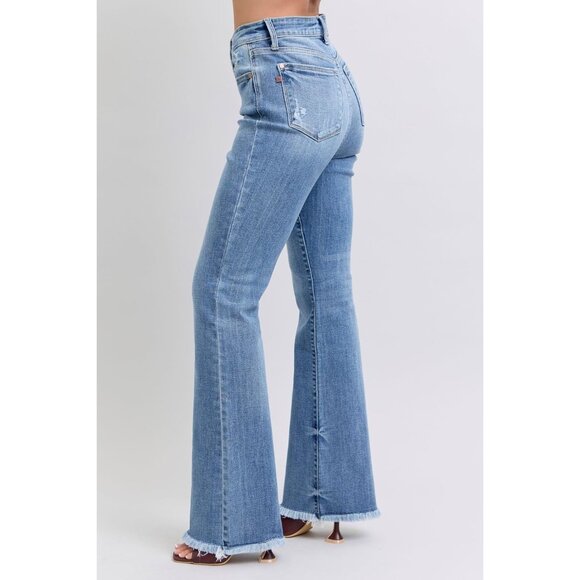 High Waist Bootcut Jeans Cotton Blend Fray Hem Women's Size 9 - Picture 2 of 9